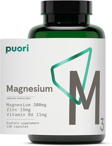 Puori Organic Magnesium Zinc Supplement - 300Mg - 120 Vegan Capsules - High Absorption M3 Complex For Sleep, Immune Support, Energy, Muscle Recovery, Relaxation & Leg Cramps - Zinc & Vitamin B6