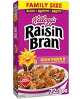 Kellogg Raisin Bran Breakfast Cereal, High Fiber, 28g Whole Grain, Family Size, 22.1 oz