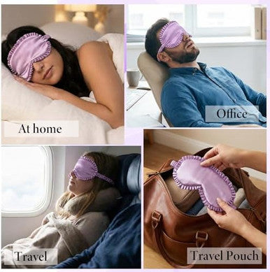 Axafazup Pure Soft Silk Sleep Mask Light Blocking Eye Mask With Upgraded Nose Pad Breathable Blindfold With Elastic Strap For Women Girls Includes Travel Pouch Ideal For Night Sleep Travel (Purple)