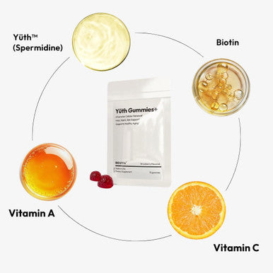 BigVita Yuth Gummy + | Spermidine-Infused Supplement for Glowing Skin, Strong Hair & Nails | Biotin, Vitamin C & Vitamin A for Collagen Support & Cellular Renewal | Anti-Aging Wellness Gummies