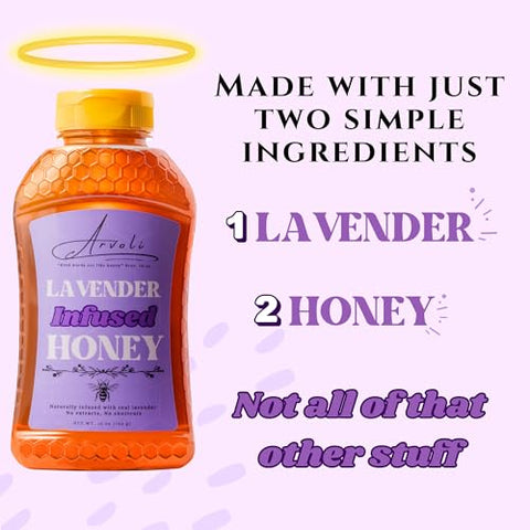 Lavender Honey - Infused Honey with Real Lavender - Clean Simple Syrup for Coffee, Tea, Matcha - 16 oz