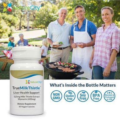 Truemilkthistle Milk Thistle Supplement 525Mg Milk Thistle (80% Silymarin) Containing 420Mg Of Silymarin Antioxidant Support Liver Support Supplement 60 Veggie Capsules