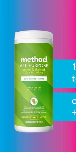 Method PRODUCTS PBC 1880 Lime and Sea Salt All-Purpose Cleaning Wipes 30-count