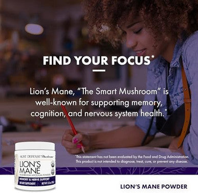 Host Defense Bundle With Lion'S Mane Powder 3.5 Oz & Turkey Tail Mushroom Powder 3.5 Oz Support Brain Health Memory & Focus Support Digestive & Immune Health