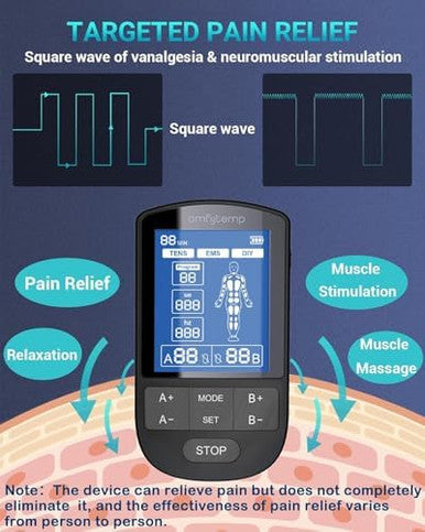 Comfytemp Tens Unit Muscle Stimulator For Pain Relief Fsa Eligible Tens Machine - 24 Modes & Diy Hsa Dual Channel Ems Unit For Back Neck Shoulder Electronic Pulse Massager Fathers Day 10 Pads
