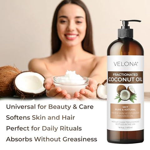 velona MCT Coconut Oil 64 Fl Oz | 100% Pure and Natural Carrier Oil | Fractionated | Skin, Face, Body, Hair Care | Use Today - Enjoy Results