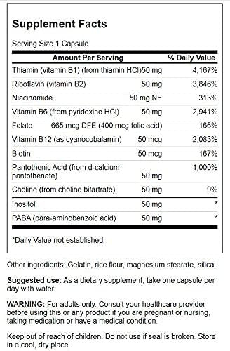 Swanson B-50 B-Complex - High-Potency B Vitamin Complex for Immune Heart and Nervous System Support - 250 Capsules