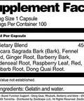 Terravita Bowel Function Support - Dong Quai, Rhubarb, Barberry And More - 450 Mg (100 Capsules, Zin: 512536)