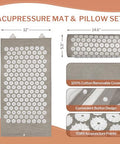 Homlyns Heated Acupressure Mats - 3 Heat Levels With 2 Hours Auto Off Heating Acupuncture Mat Full Body Massage For Pain Relief Pad In Grey
