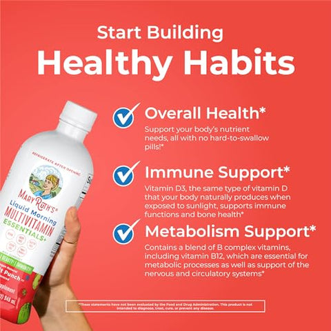 Maryruth'S Liquid Morning Multivitamin (Fruit Punch) & Liquid Nighttime Multimineral (Coconut 15Oz) Clean Label Project Verified Vegan Vitamins For Energy Bedtime Routine & Overall Health