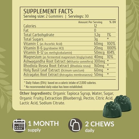 Herbamama Adrenal Complex And Magnesium Kit - Bundle Of Adrenal Support Complex & 400 Mg Magnesium Citrate Gummies - Vegan Non-Gmo Gelatin- - 2 Pack
