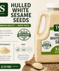 TOSS Hulled White Sesame Seeds, 5 LB Bulk Resealable Jar ÃƒÂ¢Ã¢â€šÂ¬Ã¢â‚¬Å“ Premium Baking & Cooking Ingredient with Nutty Flavor