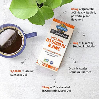 Garden Of Life Quercetin Zinc Once Daily Immune Support Supplement With Vitamin D3 For Bone Health, Breast Health & Skin Health, Dr Formulated - Gluten Free, Non Gmo, Carbon Neutral ÃƒÂ¢Ã¢â€šÂ¬Ã¢â‚¬Å“ 30 Mini Tabs