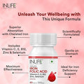 Inlife Chelated Iron Folic Acid Supplement With Vitamin C E B12 Zinc and Selenium For Men Women 60 Tablets