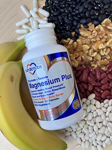 Cardiotabs Magnesium Plus " 200 Mg Of Magnesium Glycinate And Magnesium Taurate For Blood Pressure Heart Brain Sleep & Mood Support " Highly Concentrated And Well Absorbed 120 Capsules