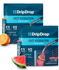 Dripdrop Hydration Electrolyte Powder Packets Watermelon & Orange Bundle 64 Count