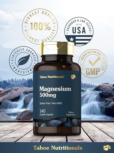 Tahoe Nutritionals Magnesium 500mg 140 Coated Caplets NonGMO and Gluten Supplement