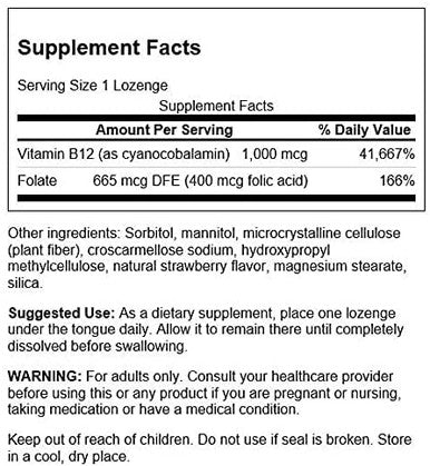 Swanson Vitamin B-12 Lozenges 1000 mcg 250 Lozenges (4 Pack)