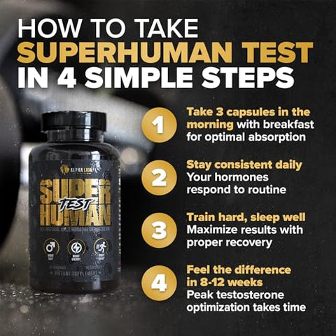 Alpha Lion Superhuman Test Natural Testosterone Booster For Men Boost Energy Drive Muscle Strength & Mental Focus With Primavie Shoden Ashwagandha & Testosurge