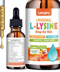 Lamginy L-Lysine Liqud Drops 1000Mg L-Lysine For Kids & Adults With Calcium Complex Gaba Vitamins Skin & Lip Health Immune & Collagen Production Support Non-Gmo Natural Cherry & Orange Flavor 2 Fl Oz
