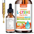 Lamginy L-Lysine Liqud Drops 1000Mg L-Lysine For Kids & Adults With Calcium Complex Gaba Vitamins Skin & Lip Health Immune & Collagen Production Support Non-Gmo Natural Cherry & Orange Flavor 2 Fl Oz