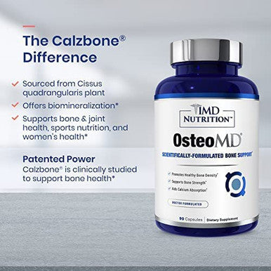 1MD Nutrition OsteoMD for Comprehensive Bone Support with Calcium Hydroxyapatite Vitamin D3 K2 90 Capsules