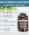 Igennus Highest Strength FastActing Chelated Magnesium Glycinate 1300mg 380mg Elemental 90 Servings Pure and Clean Buffered Magnesium Bisglycinate Vegan 180 Capsules