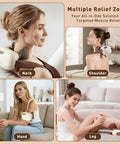 Lideeya 4D Wireless Neck And Shoulder Massager Bionic Hands Deep Tissue Shiatsu Neck Massager With 3 Relaxation Modes Portable Electric Kneading Massager For Home Office Holiday