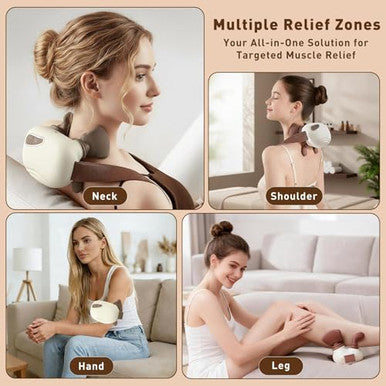 Lideeya 4D Wireless Neck And Shoulder Massager Bionic Hands Deep Tissue Shiatsu Neck Massager With 3 Relaxation Modes Portable Electric Kneading Massager For Home Office Holiday