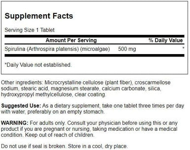 Swanson Spirulina 500 Milligrams 180 Tabs