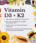 Vitalitown D3 K2 and Immune Probiotics 70B Bundle Vitamin D3 K2 Supplement (10000 IU and 200 mcg) + Probiotics (70 Billion CFU 15 Strains) for Immune Bone and Digestive Support