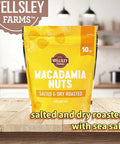 Wellsley Farms Salted & Dry Roasted Macadamia Nuts (1 Bag) Lightly Seasoned with Sea Salt 10 oz Resealable Bag Kosher KetoFriendly.