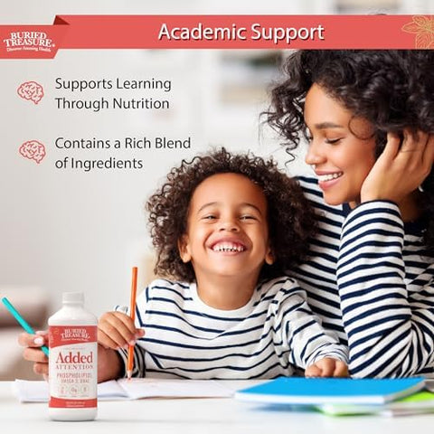 Buried Treasure Added Attention Children's Learning Support with GABA DHA Vitamin B and Herbal Blend Aid Healthy Brain Functions Improved ShortTerm Auditory Memory Focus and Behavior 16.54 oz