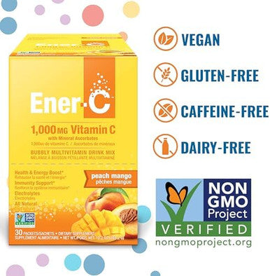 Enerc Multivitamin Drink Mix Vitamin Packets For Water Electrolytes Powder Packets Vitamin Drink Mix Hydration Liquid Mix Immune Booster For Adults Healthy Energy Peach Mango 60 Count