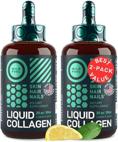 WILD FUEL Liquid Collagen Peptides with Biotin Drops Biotin and Collagen Liquid for Women and Men Youthful Skin Hair GrowthStrong Nails Hair Vitamins for Hair Loss