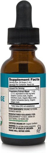 BareOrganics Adrenal Recharge Liquid Drops, Herbal Supplement, 1 Ounce