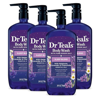 Dr Teal'S Body Wash With Pure Epsom SaltSleep Blend With MelatoninLavender & Chamomile Essential Oils24 Fl Oz (Pack Of 4)