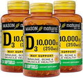 Mason Natural Vitamin D3 250 Mcg (10000 Iu) Supports Overall Health From Corn Oil 60 Softgels (Pack Of 3)