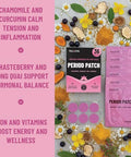 Tolevita Period Relief Patches Herbal Cramp Support With Chasteberry Magnesium Evening Primrose Dong Quai Curcumin Vitamins B6 And E Iron Chamomile Hormonal Balance And Menstrual Comfort 36 Pcs
