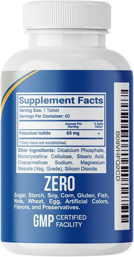 Gflow Vitamins - Potassium Iodide 65 mg Per Serving - Dietary Supplement, Thyroid Support - 2 Months Supply - Non -GMO