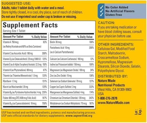 Nature Made Multi For Him 300 Ct Tablets Bonus 2 SugarFree White Peach Hydration Sticks