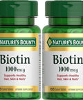 Nature's Bounty Biotin 1000 mcg Vitamin Supplement Tablets 100 ea (Pack of 2)