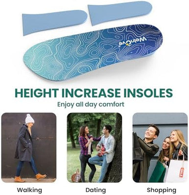 Welnove 3 Layers Adjustable Height Increase Insoles - Welnove 3/4 Length Heel Lifts Inserts For Women Men - Shoe Insoles For Leg Length Discrepancy Heel Pain Spurs Achilles Tendinitis (Size L 0.6-1 Inch)