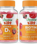 Lifeable Vitamin D Kids + Biotin Kids Gummies Bundle Great Tasting Vitamin Supplement Gluten Gmo Chewable Gummy
