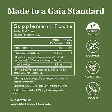 Gaia Herbs Ashwagandha Root Made With Organic Ashwagandha Root 120 Vegan Liquid Phytocapsules & Thyroid Support 120 Vegan Liquid Phyto