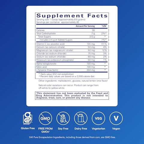 Pure Encapsulations - Electrolyte / Energy Formula - Hypoallergenic Supplement To Support Physical And Mental Stamina 340 Grams