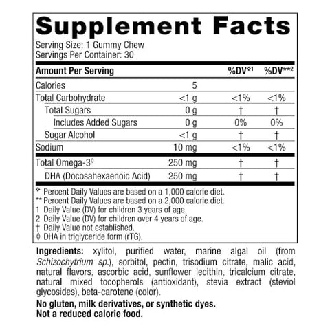 Nordic Naturals Zero Sugar Children S Dha Vegetarian Gummy Chews - Passion Fruit Lemon Flavor - 30 Gummies - Vegan Algae Oil Omega-3 Supplement For Kids Brain & Cognition Support 30 Servings