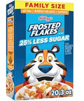 Kellogg's Frosted Flakes 25% Less Sugar Breakfast Cereal, Family Size, 20.3oz Box (1 Box)