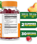 Lifeable Vitamin D3 K2 Gummies for Adults 1000iu D3 and K2 100mcg Great Tasting D3 and K2 Supplements for Bone Health and Immunity VIT D3 K2 for Adults Men and Women 60 Gummies