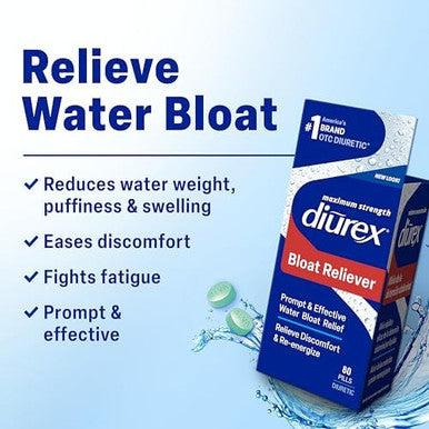Diurex Ultra Reenergizing Water Pills Relieve Water Bloat Feel Better & Less Heavy 80 Count